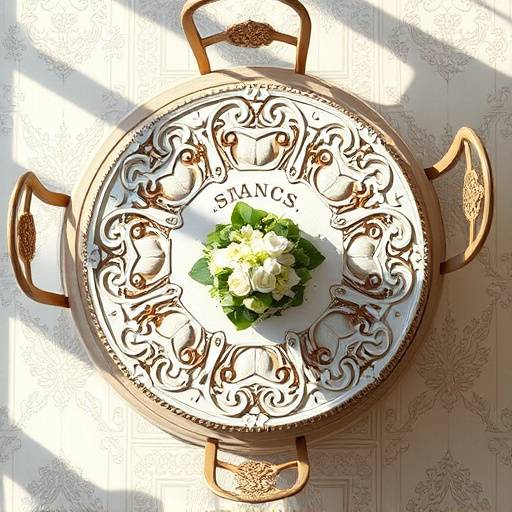 Overhead shot of a beautifully decorated wedding table setting